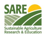 SARE logo with yellow sun rising over green agricultural fields.