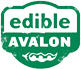 Edible Avalon symbol, with green and white lettering and a icon of a pepper underneath